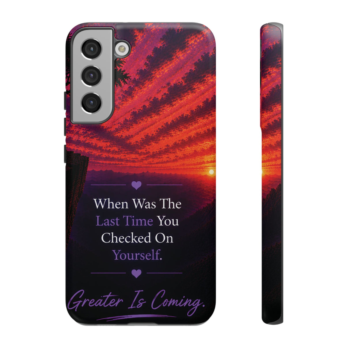 Inspirational Phone Case - "When Was The Last Time You Checked On Yourself?" Sunset Self-Care Quote