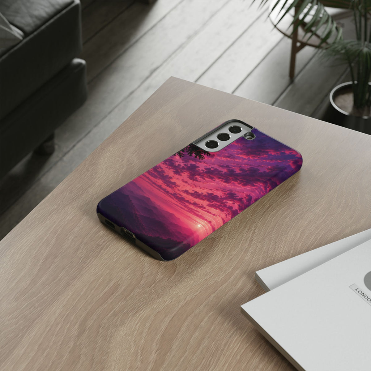 Sunset Mountain Phone Case — Purple Pink Scenic Tough Case