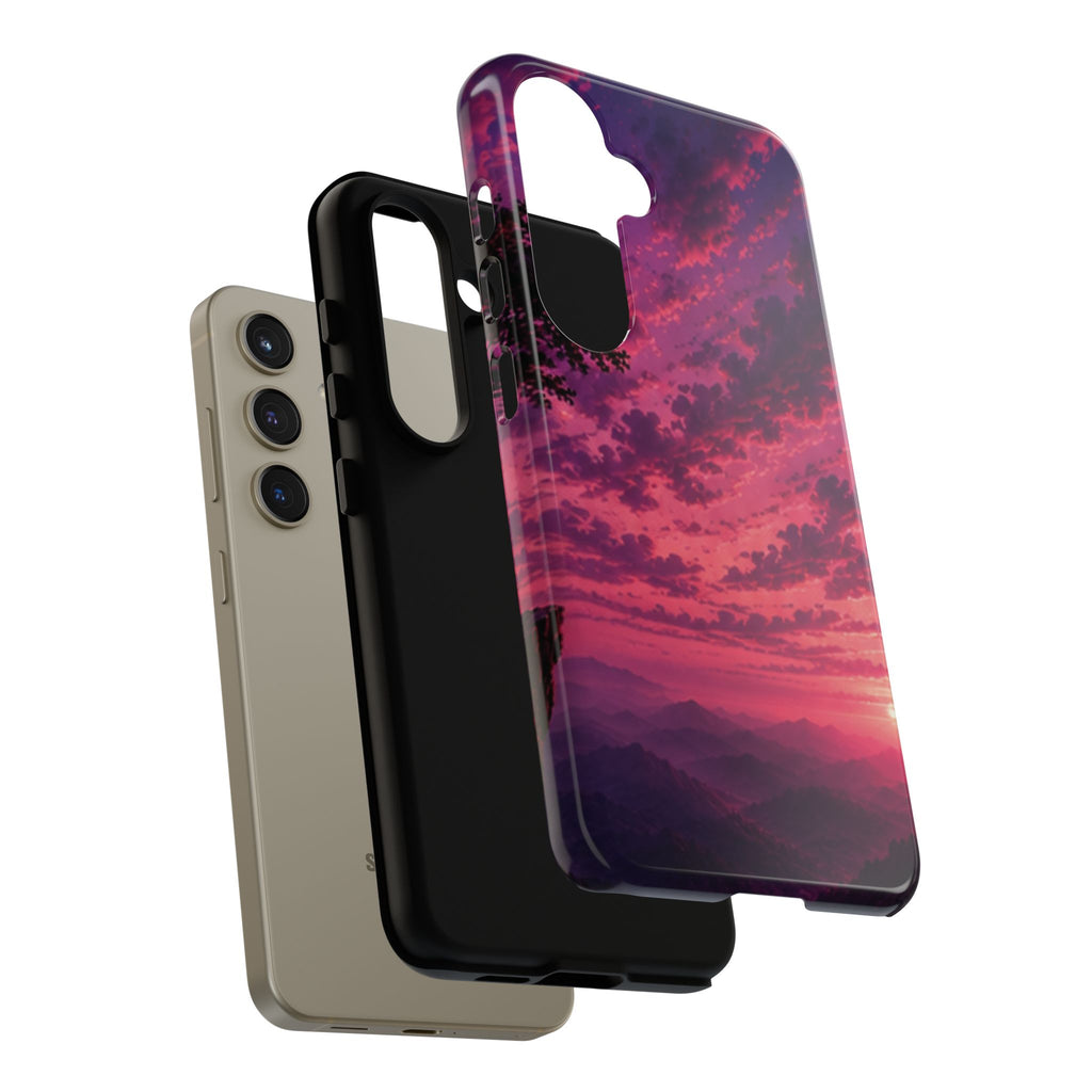 Sunset Mountain Phone Case — Purple Pink Scenic Tough Case