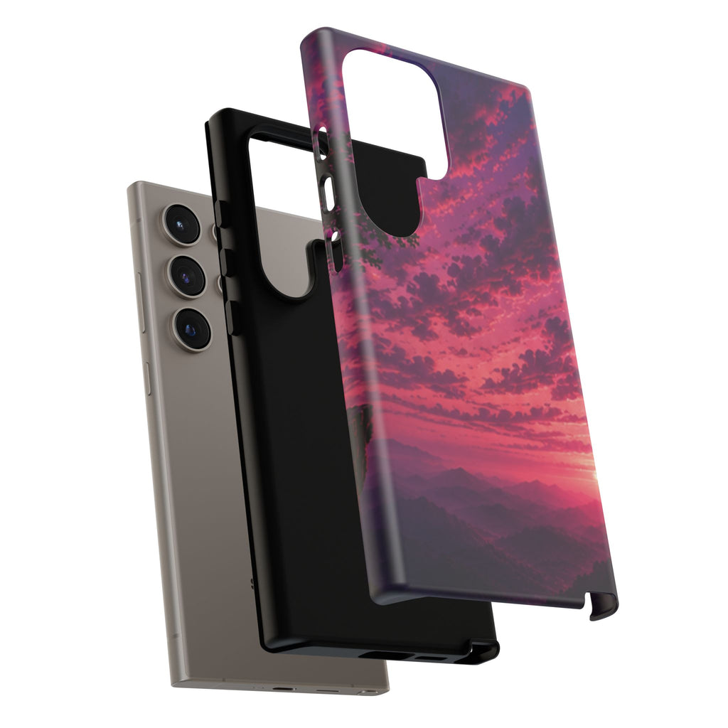 Sunset Mountain Phone Case — Purple Pink Scenic Tough Case