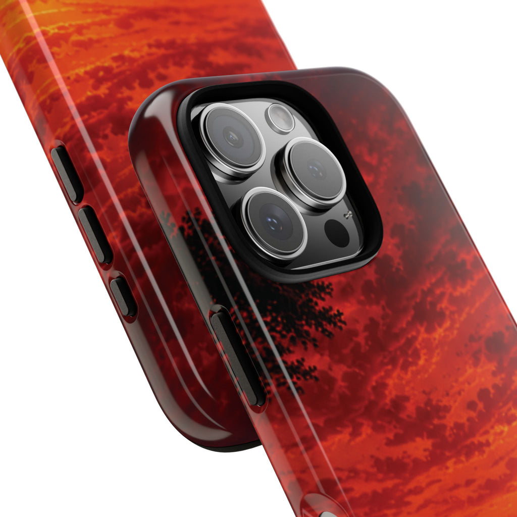 Sunset Mountain Tough Phone Case — Red Horizon Landscape Protective Case