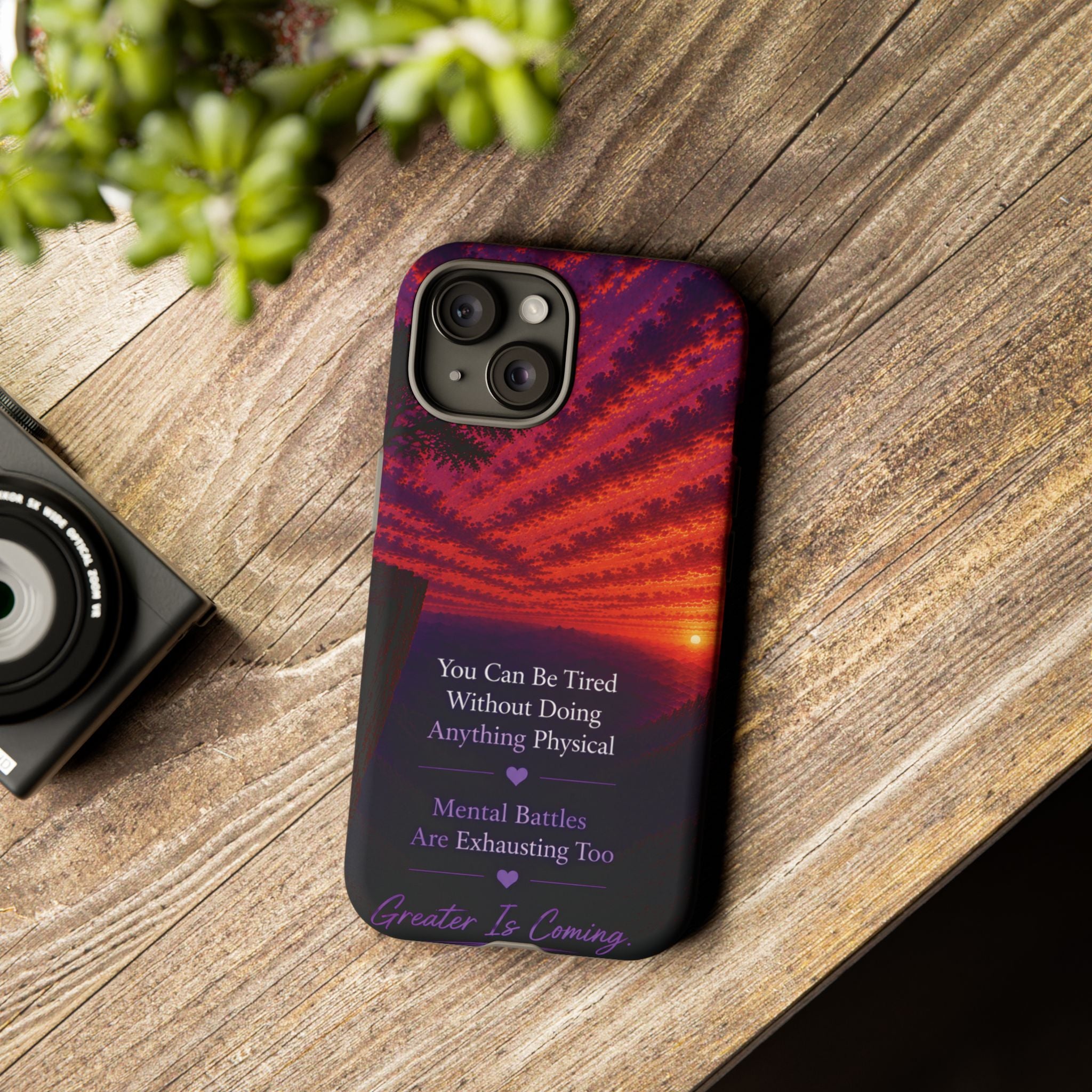 Phone Case — "Greater Is Coming" Inspirational Sunset Design
