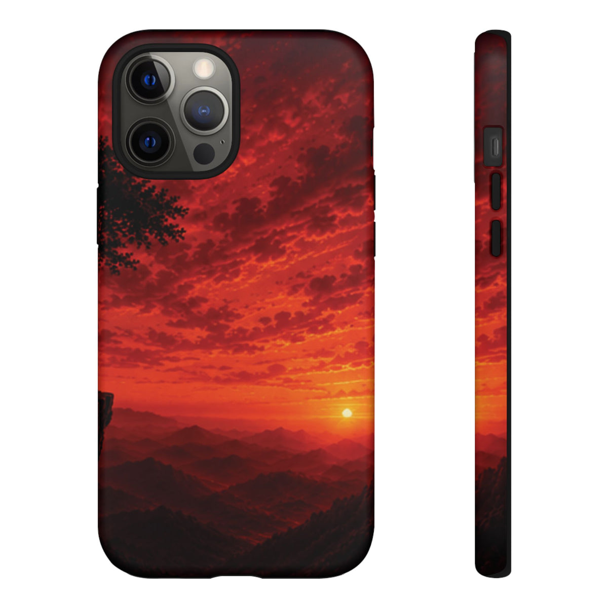 Sunset Mountain Tough Phone Case — Red Horizon Landscape Protective Case