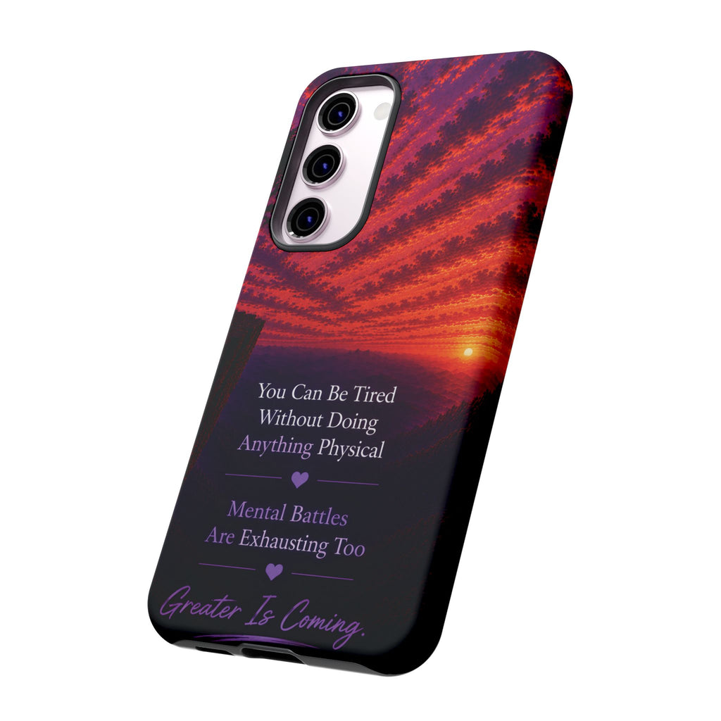 Phone Case — "Greater Is Coming" Inspirational Sunset Design