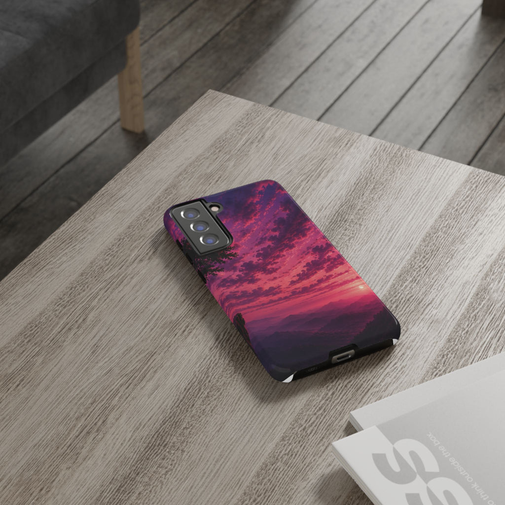 Sunset Mountain Phone Case — Purple Pink Scenic Tough Case