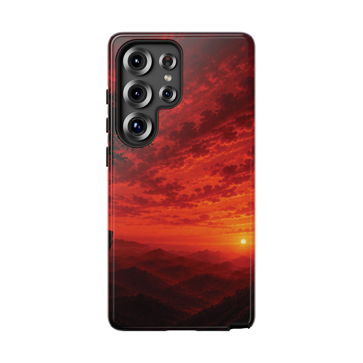 Sunset Mountain Tough Phone Case — Red Horizon Landscape Protective Case
