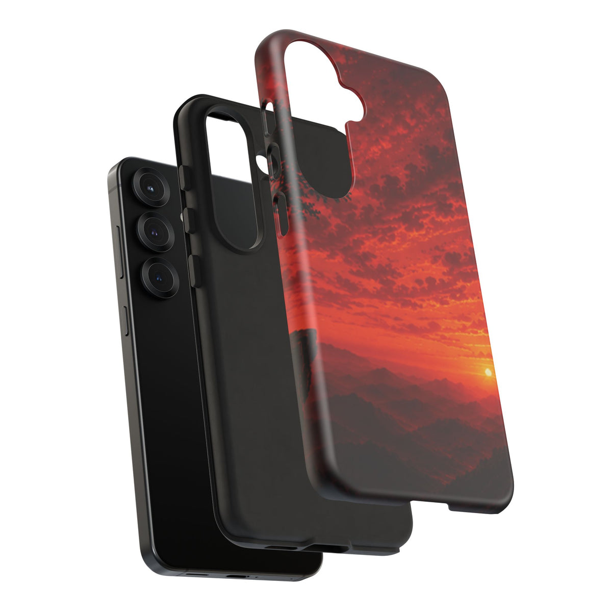 Sunset Mountain Tough Phone Case — Red Horizon Landscape Protective Case