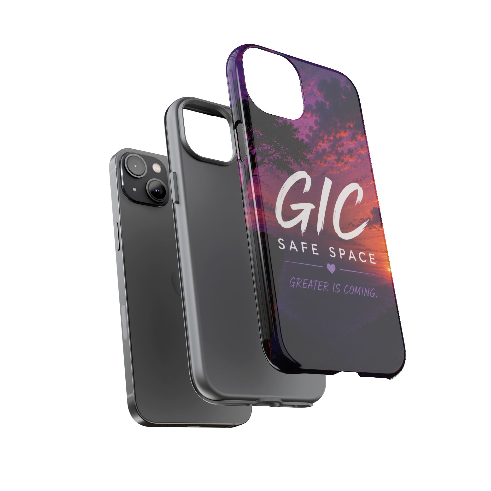GIC Safe Space Tough Phone Case — "Greater Is Coming" Sunset Design