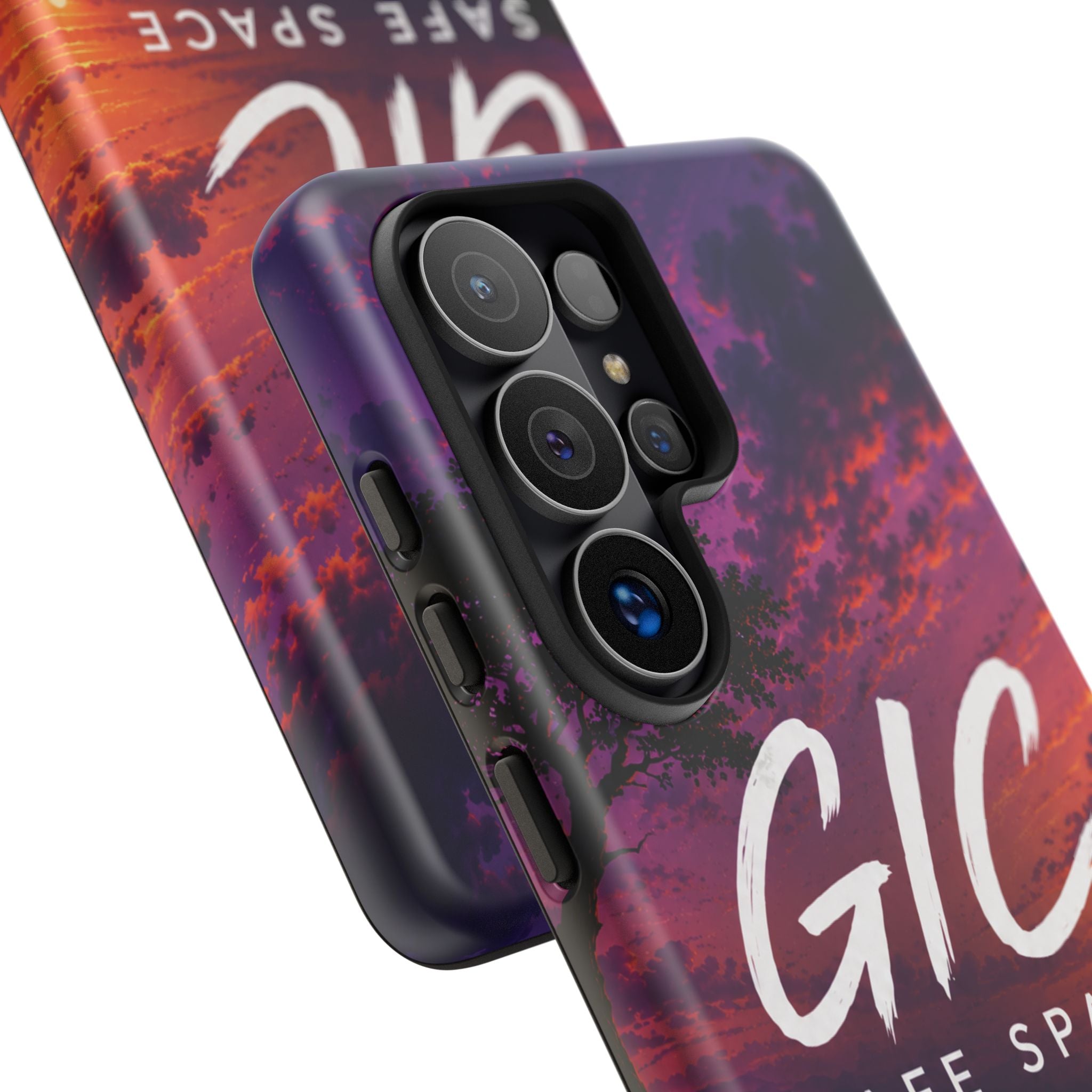 GIC Safe Space Tough Phone Case — "Greater Is Coming" Sunset Design
