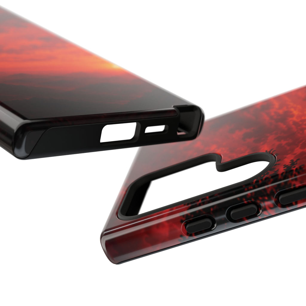 Sunset Mountain Tough Phone Case — Red Horizon Landscape Protective Case