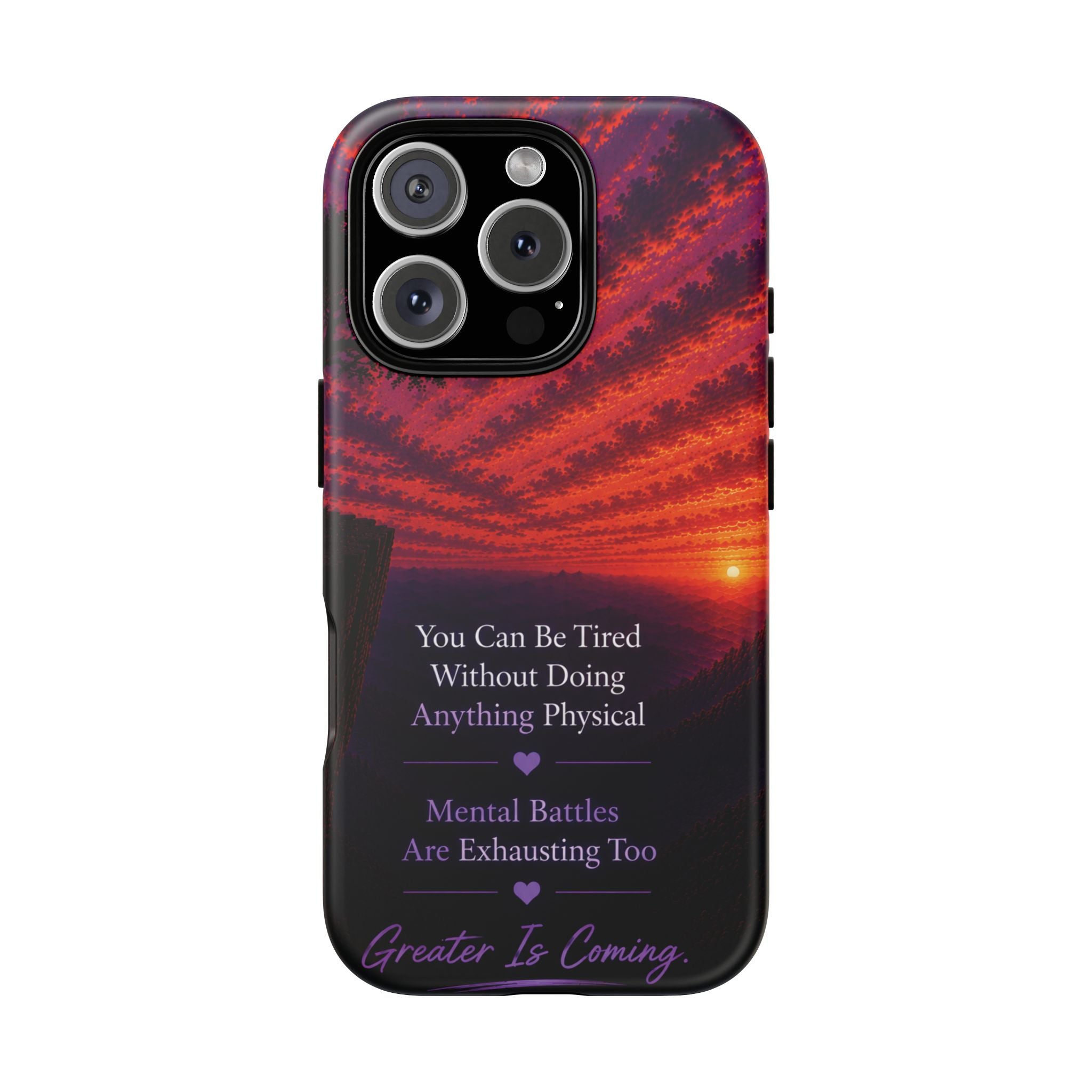 Phone Case — "Greater Is Coming" Inspirational Sunset Design