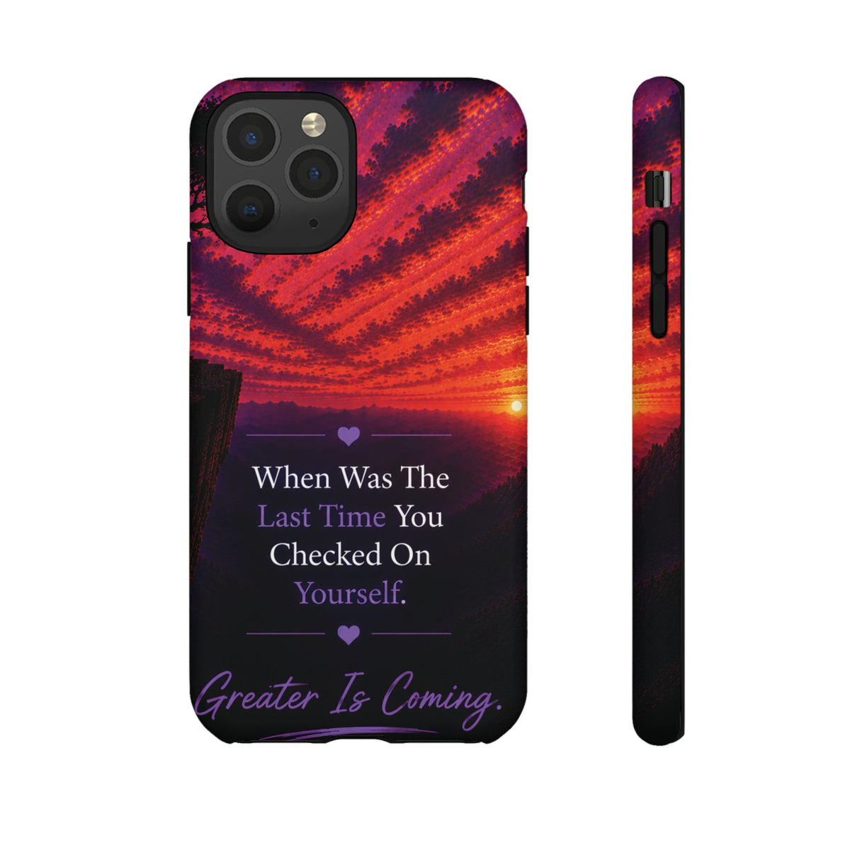 Inspirational Phone Case - "When Was The Last Time You Checked On Yourself?" Sunset Self-Care Quote