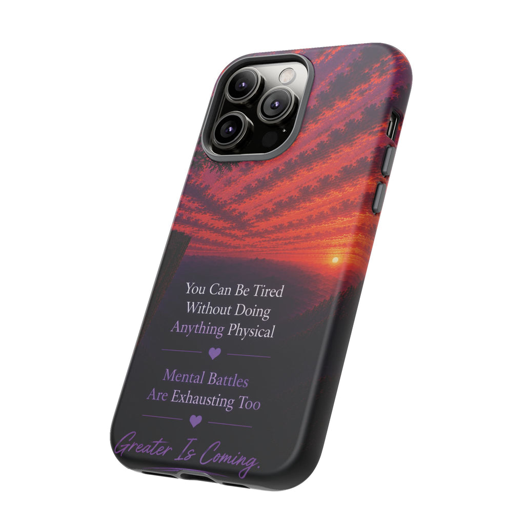 Phone Case — "Greater Is Coming" Inspirational Sunset Design
