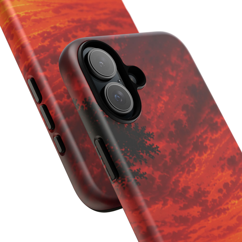 Sunset Mountain Tough Phone Case — Red Horizon Landscape Protective Case