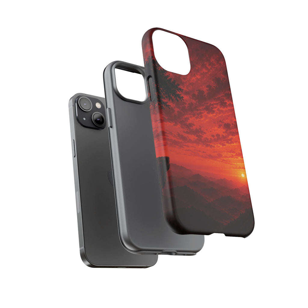 Sunset Mountain Tough Phone Case — Red Horizon Landscape Protective Case