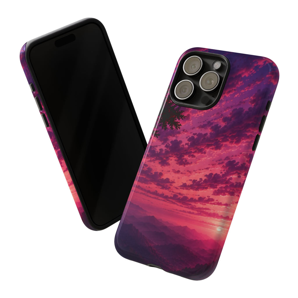 Sunset Mountain Phone Case — Purple Pink Scenic Tough Case