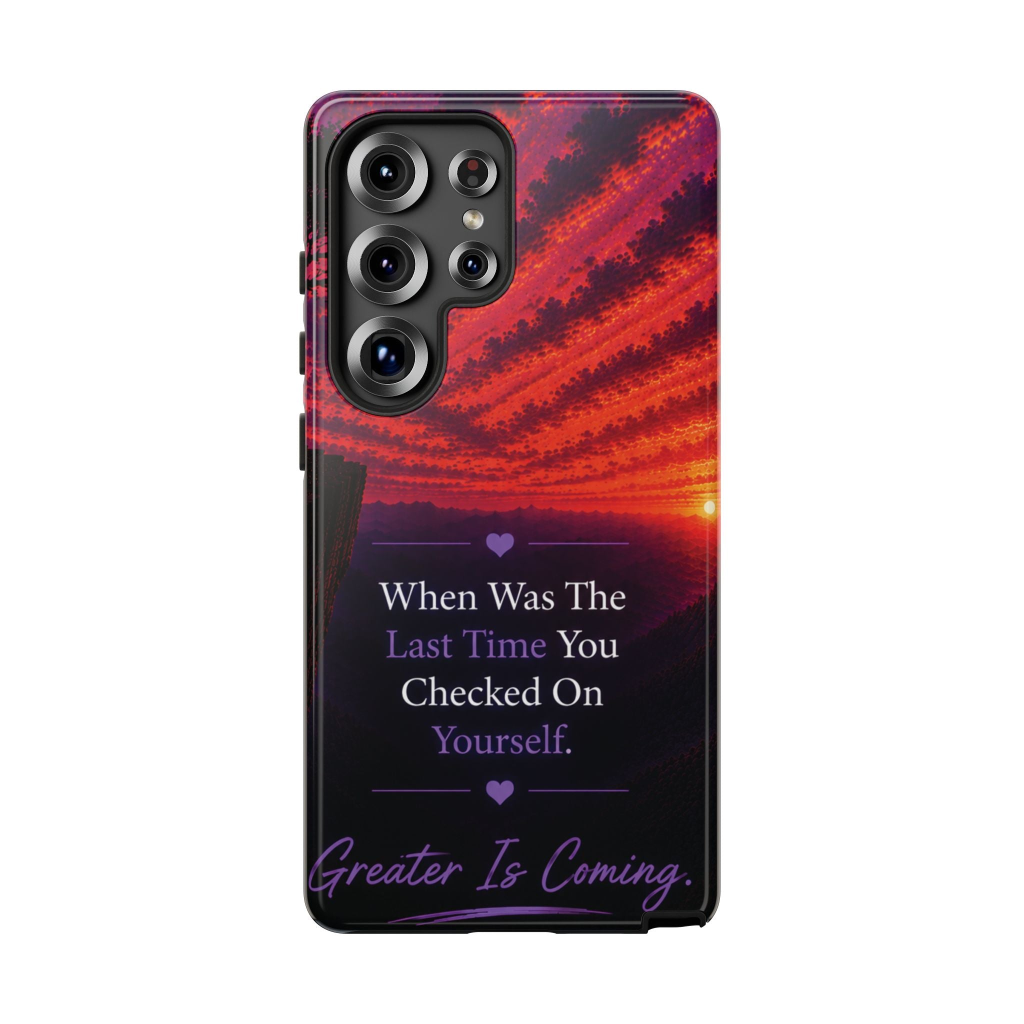 Inspirational Phone Case - "When Was The Last Time You Checked On Yourself?" Sunset Self-Care Quote