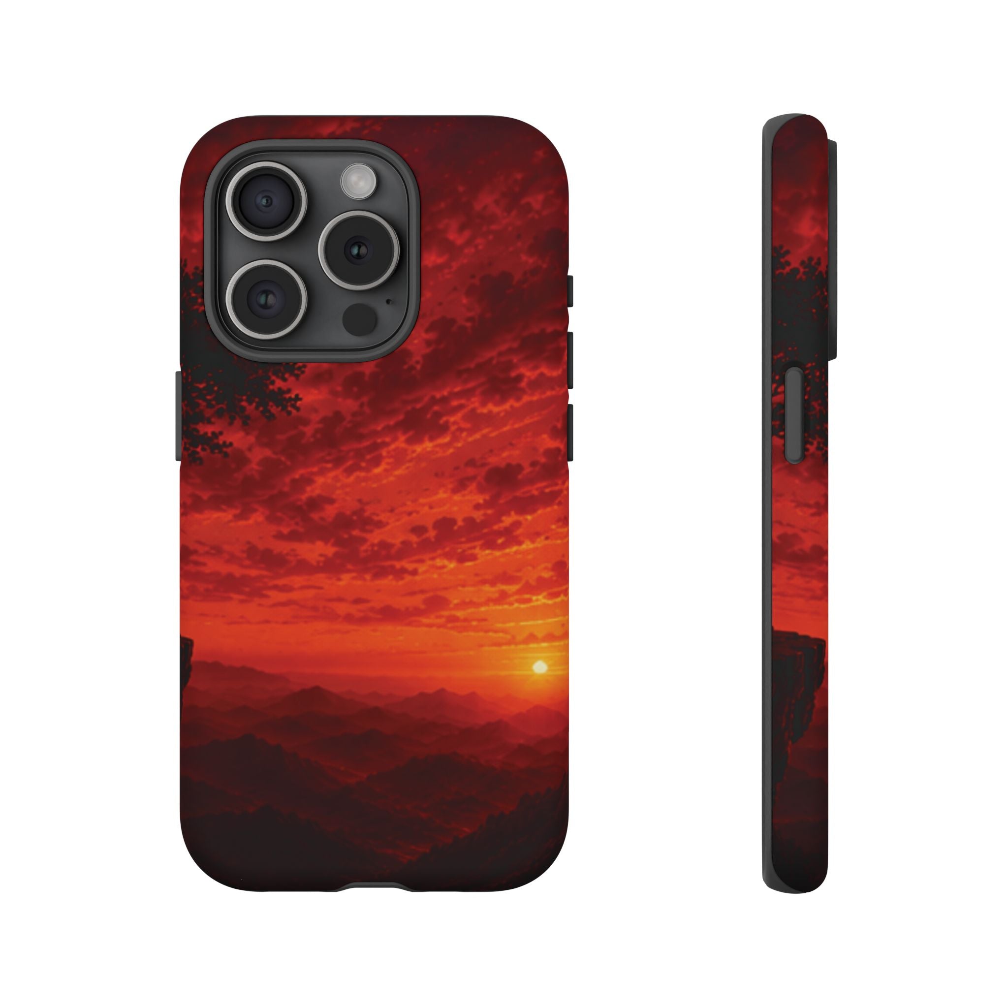 Sunset Mountain Tough Phone Case — Red Horizon Landscape Protective Case