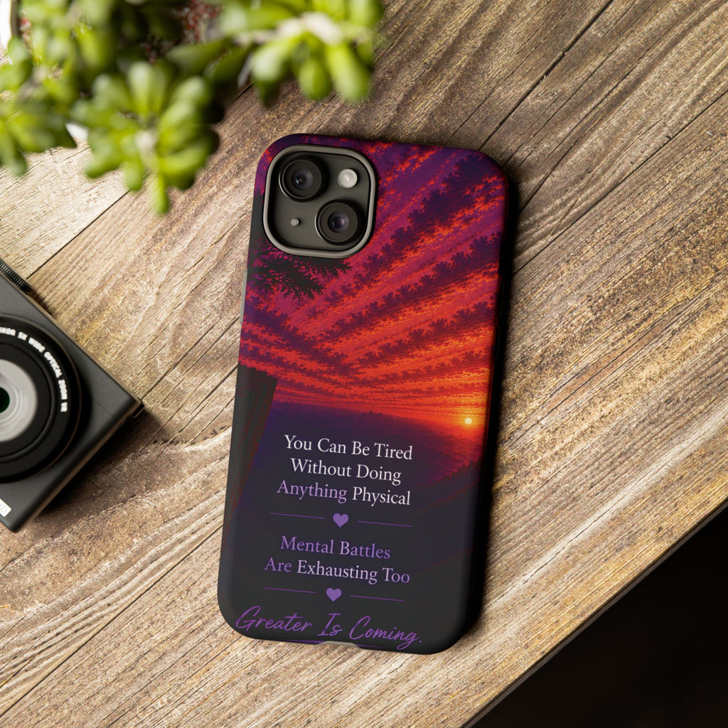 Phone Case — "Greater Is Coming" Inspirational Sunset Design