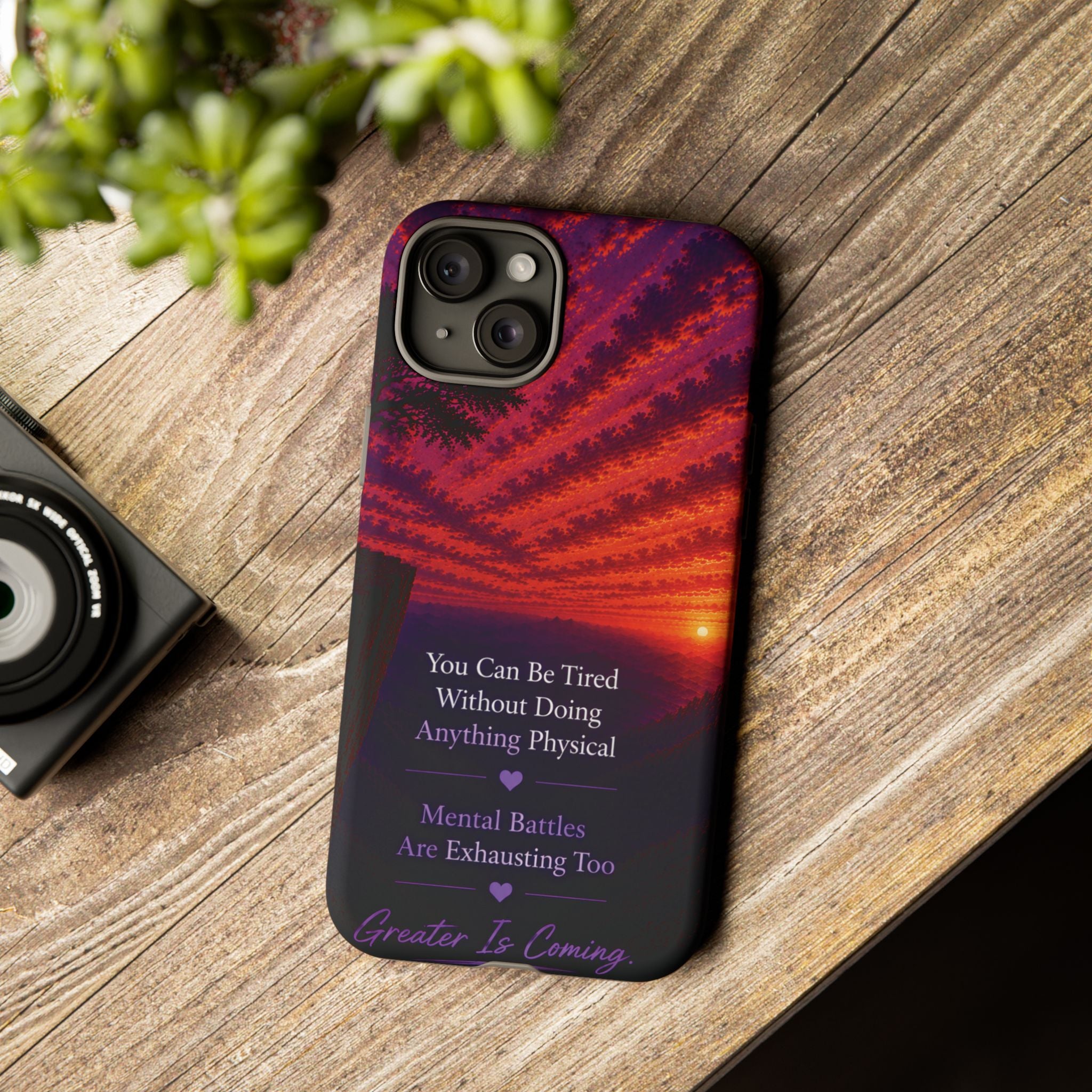 Phone Case — "Greater Is Coming" Inspirational Sunset Design