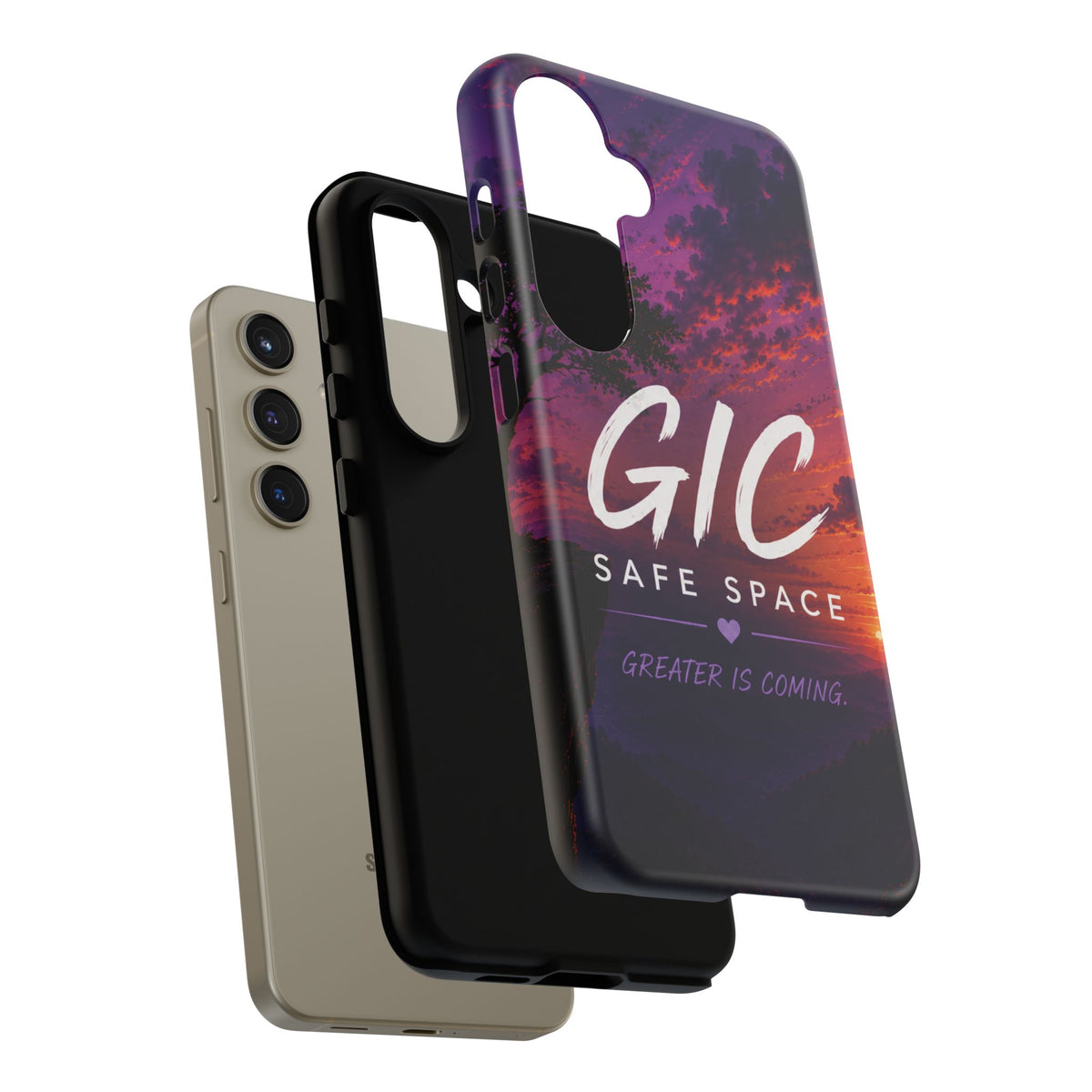 GIC Safe Space Tough Phone Case — "Greater Is Coming" Sunset Design