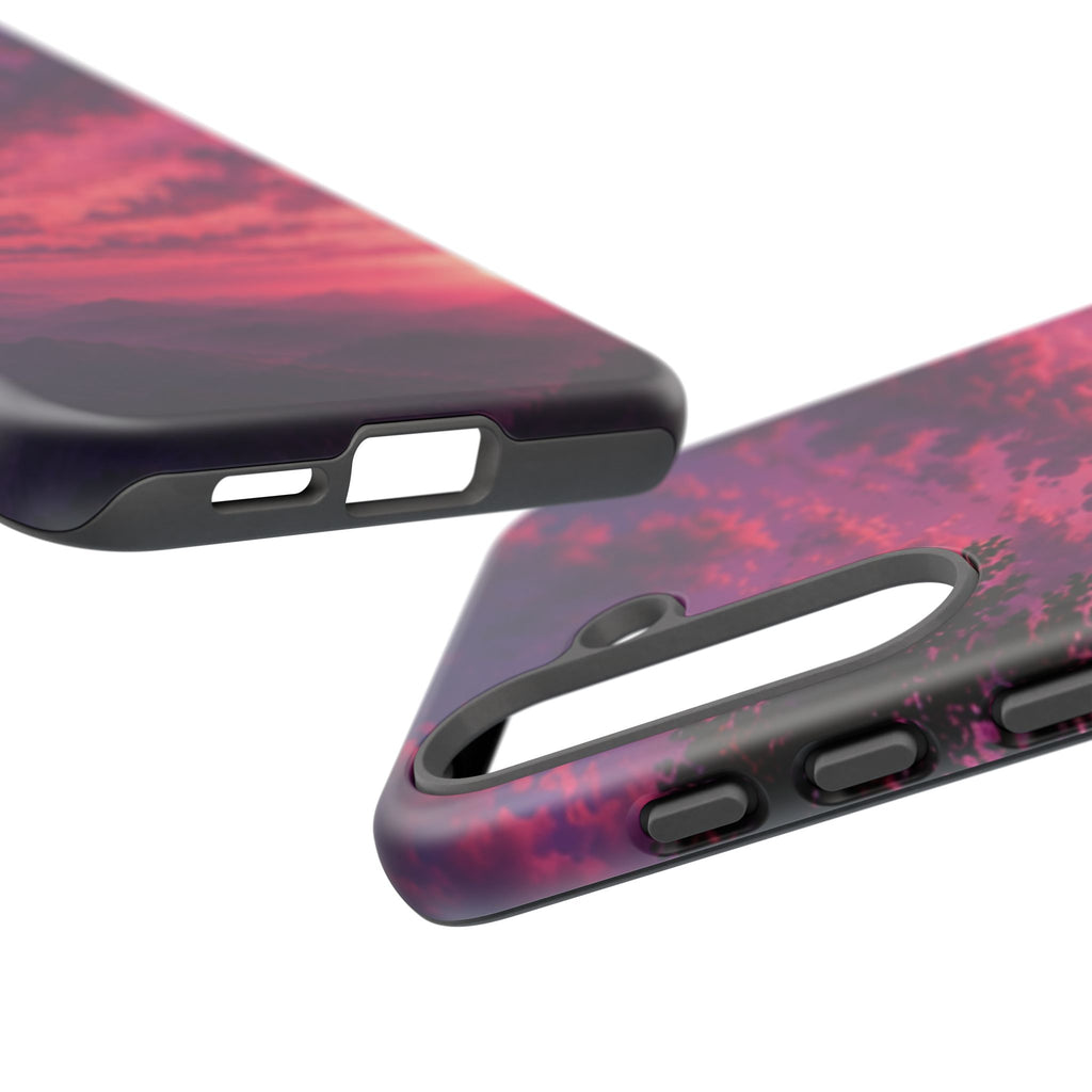 Sunset Mountain Phone Case — Purple Pink Scenic Tough Case