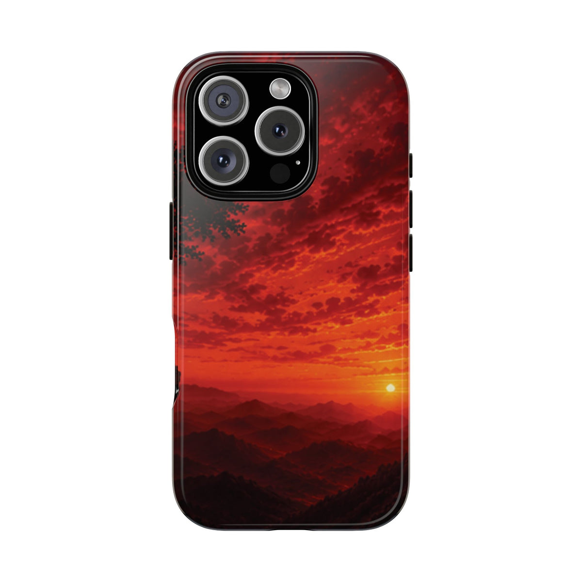 Sunset Mountain Tough Phone Case — Red Horizon Landscape Protective Case