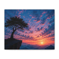 Sunset Cliff Canvas Wall Art — Tree Silhouette Matte Stretched Print