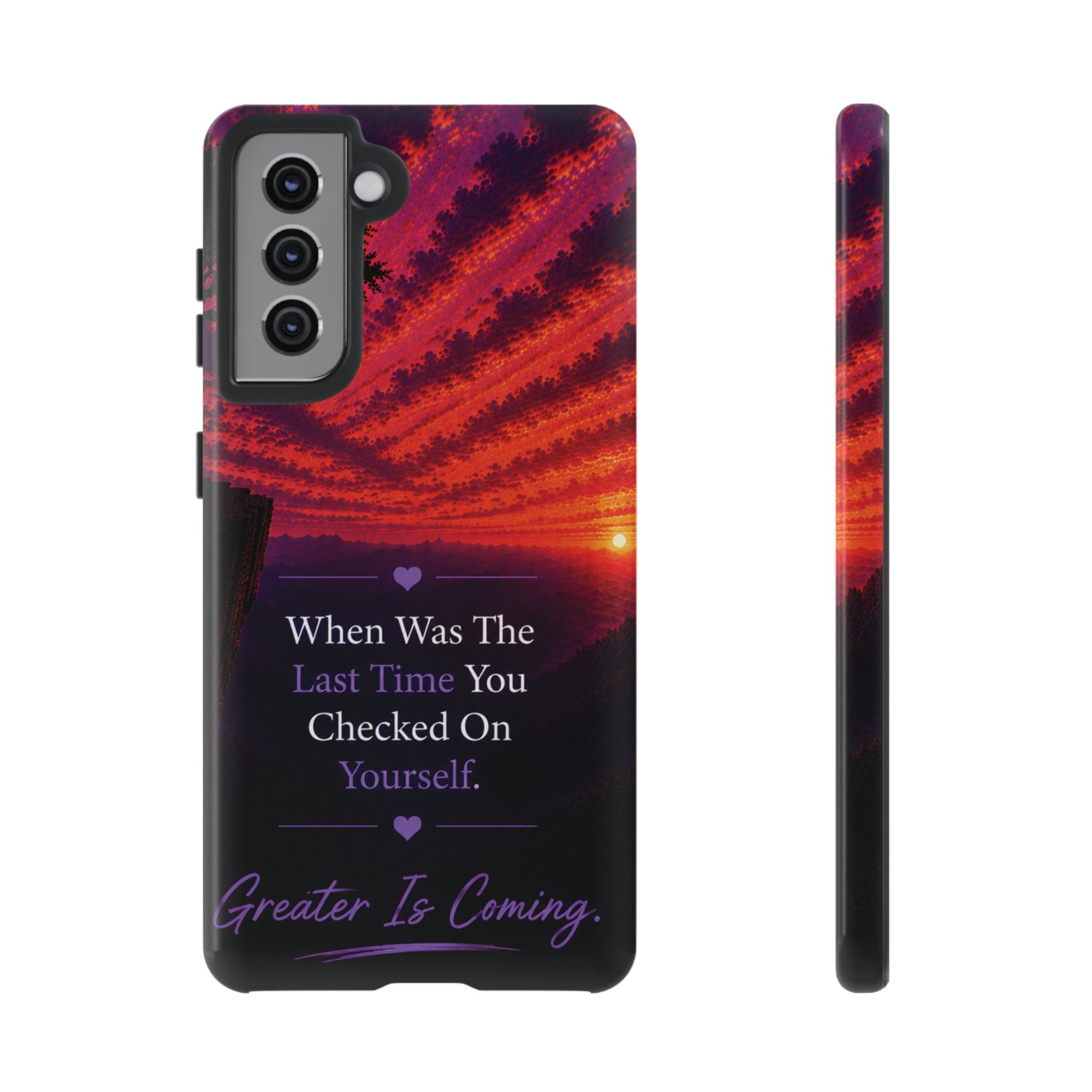 Inspirational Phone Case - "When Was The Last Time You Checked On Yourself?" Sunset Self-Care Quote