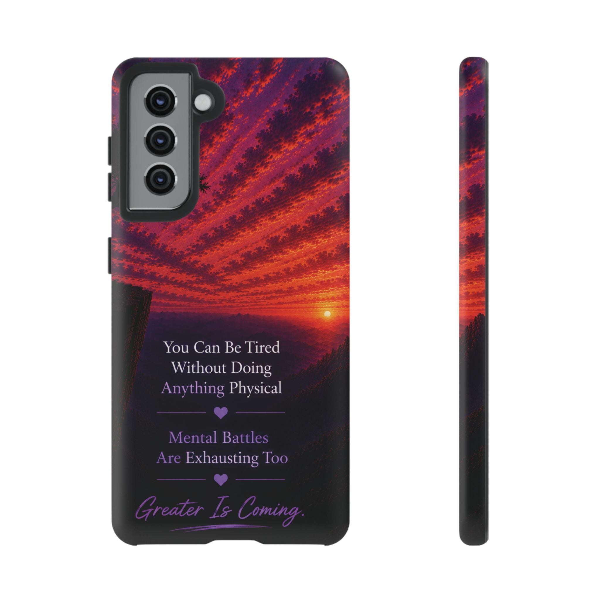 Phone Case — "Greater Is Coming" Inspirational Sunset Design