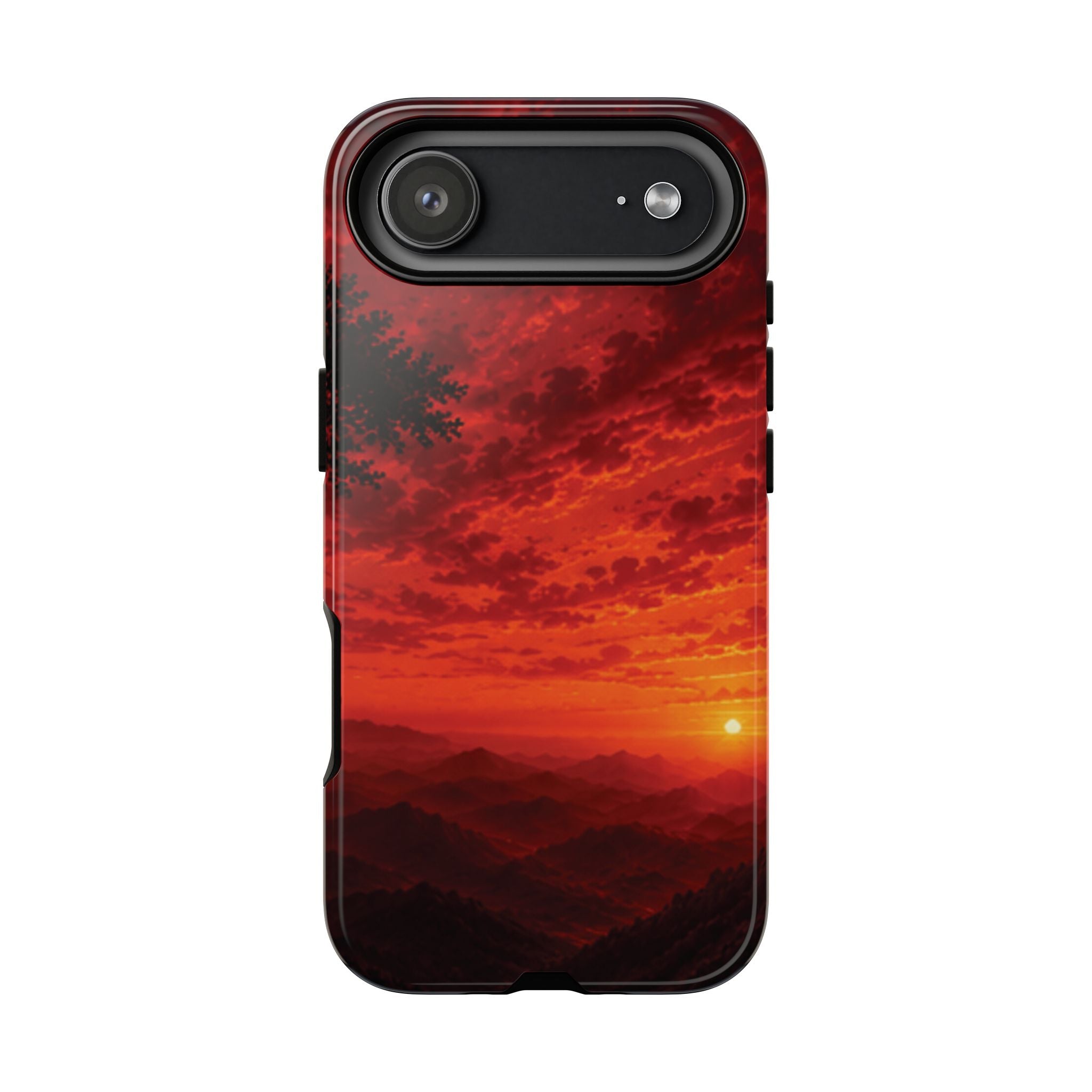 Sunset Mountain Tough Phone Case — Red Horizon Landscape Protective Case