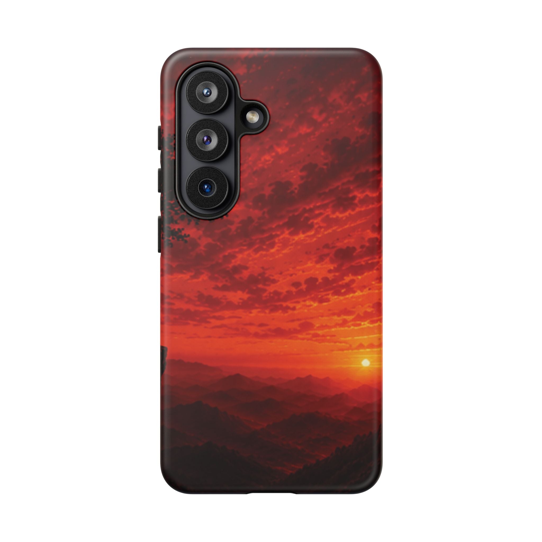 Sunset Mountain Tough Phone Case — Red Horizon Landscape Protective Case