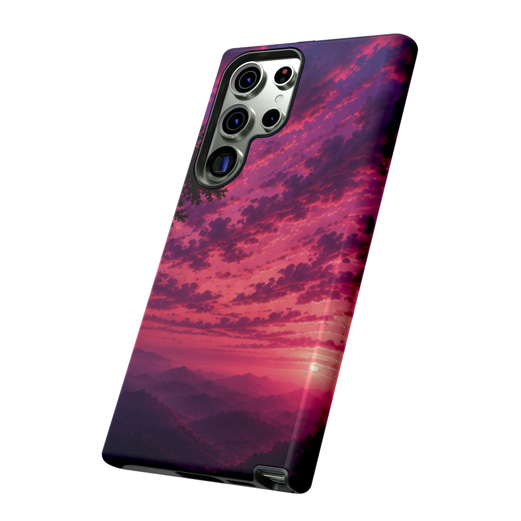 Sunset Mountain Phone Case — Purple Pink Scenic Tough Case