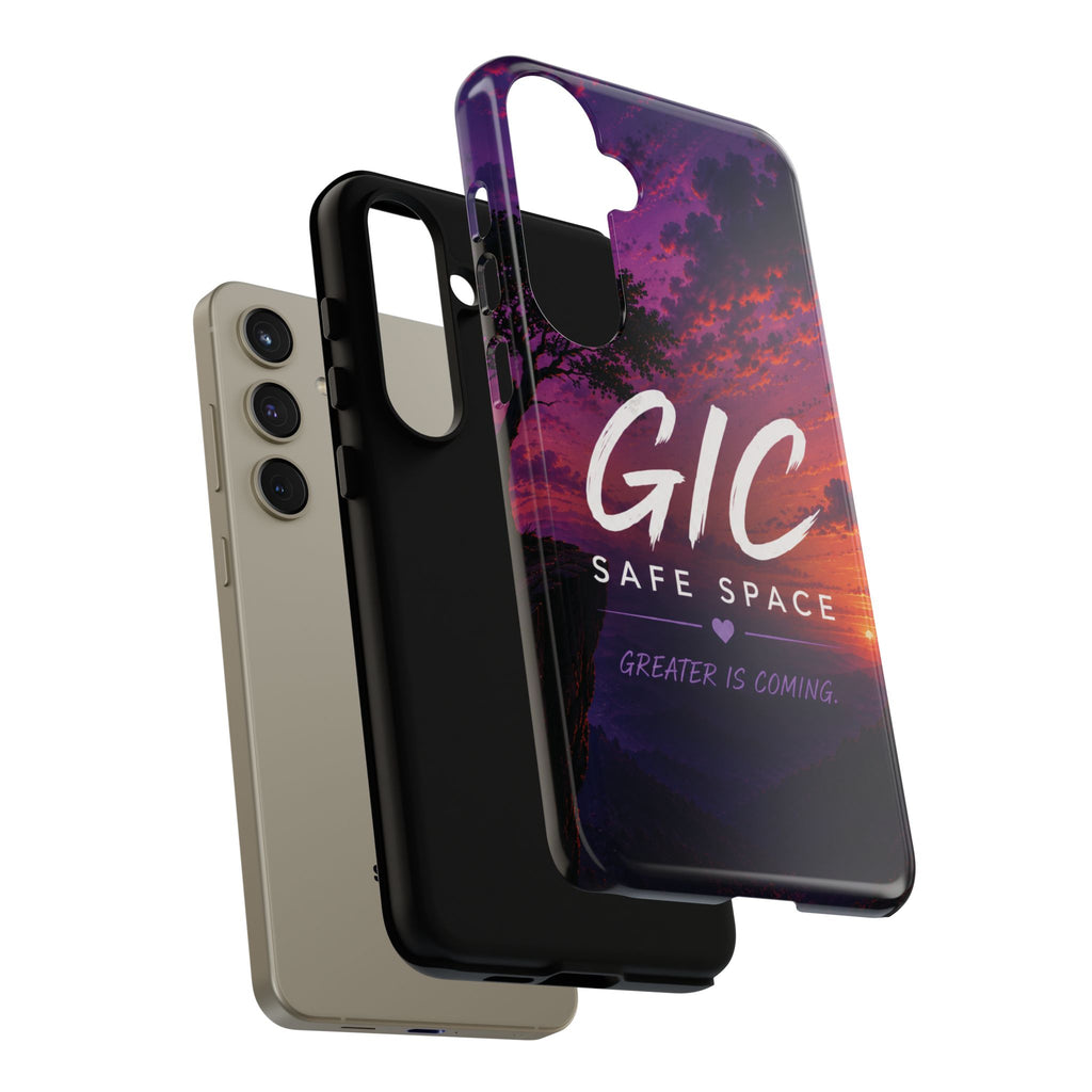 GIC Safe Space Tough Phone Case — "Greater Is Coming" Sunset Design