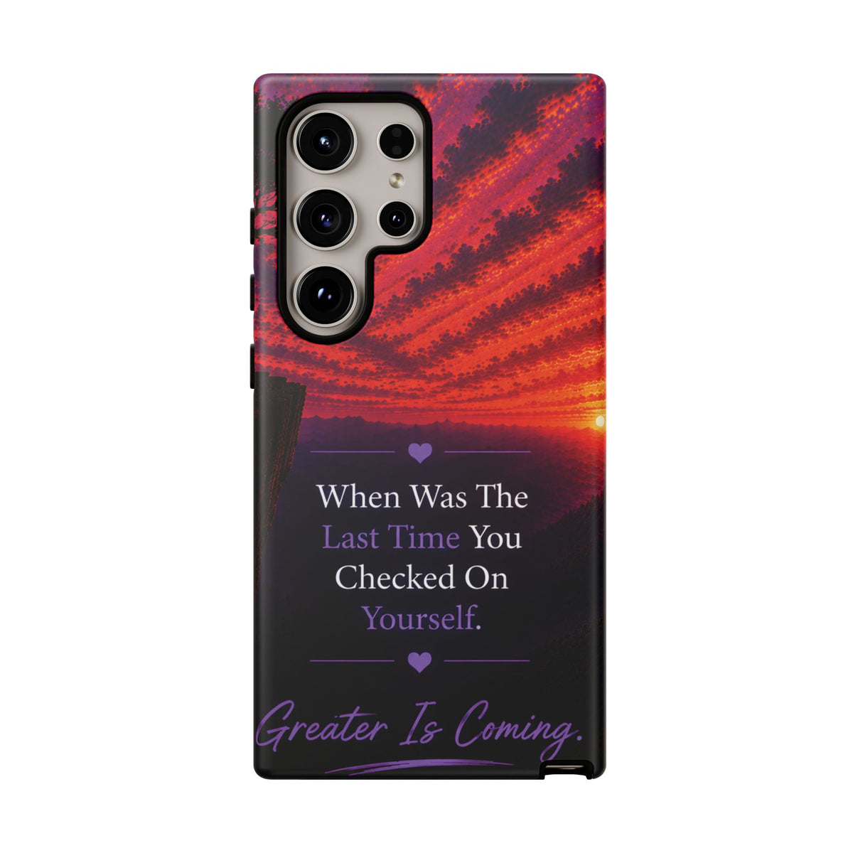 Inspirational Phone Case - "When Was The Last Time You Checked On Yourself?" Sunset Self-Care Quote