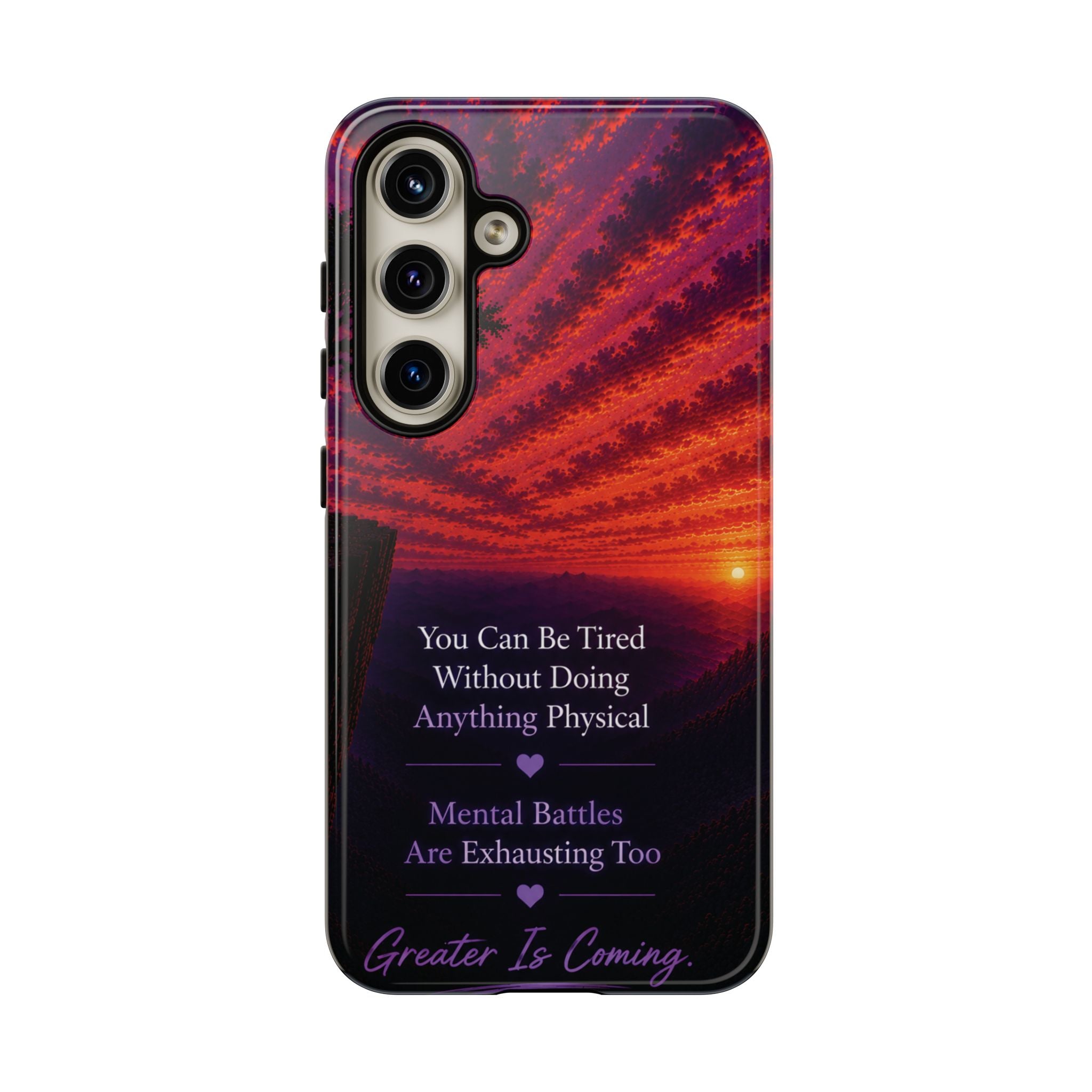 Phone Case — "Greater Is Coming" Inspirational Sunset Design