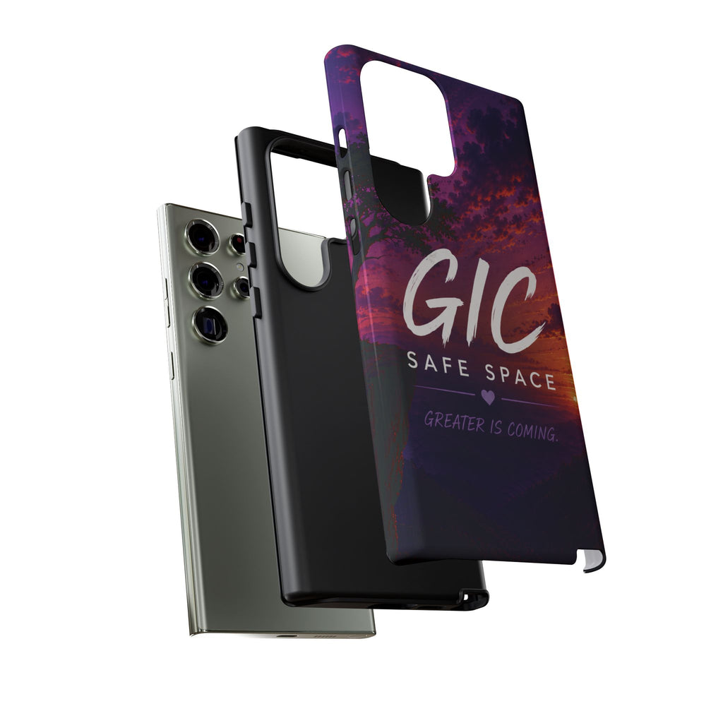 GIC Safe Space Tough Phone Case — "Greater Is Coming" Sunset Design