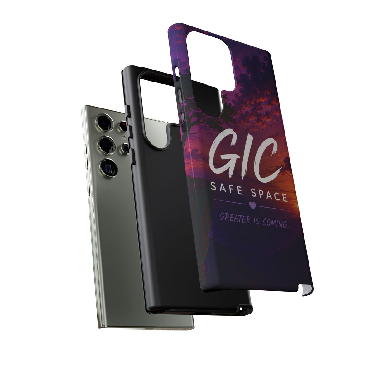 GIC Safe Space Tough Phone Case — "Greater Is Coming" Sunset Design