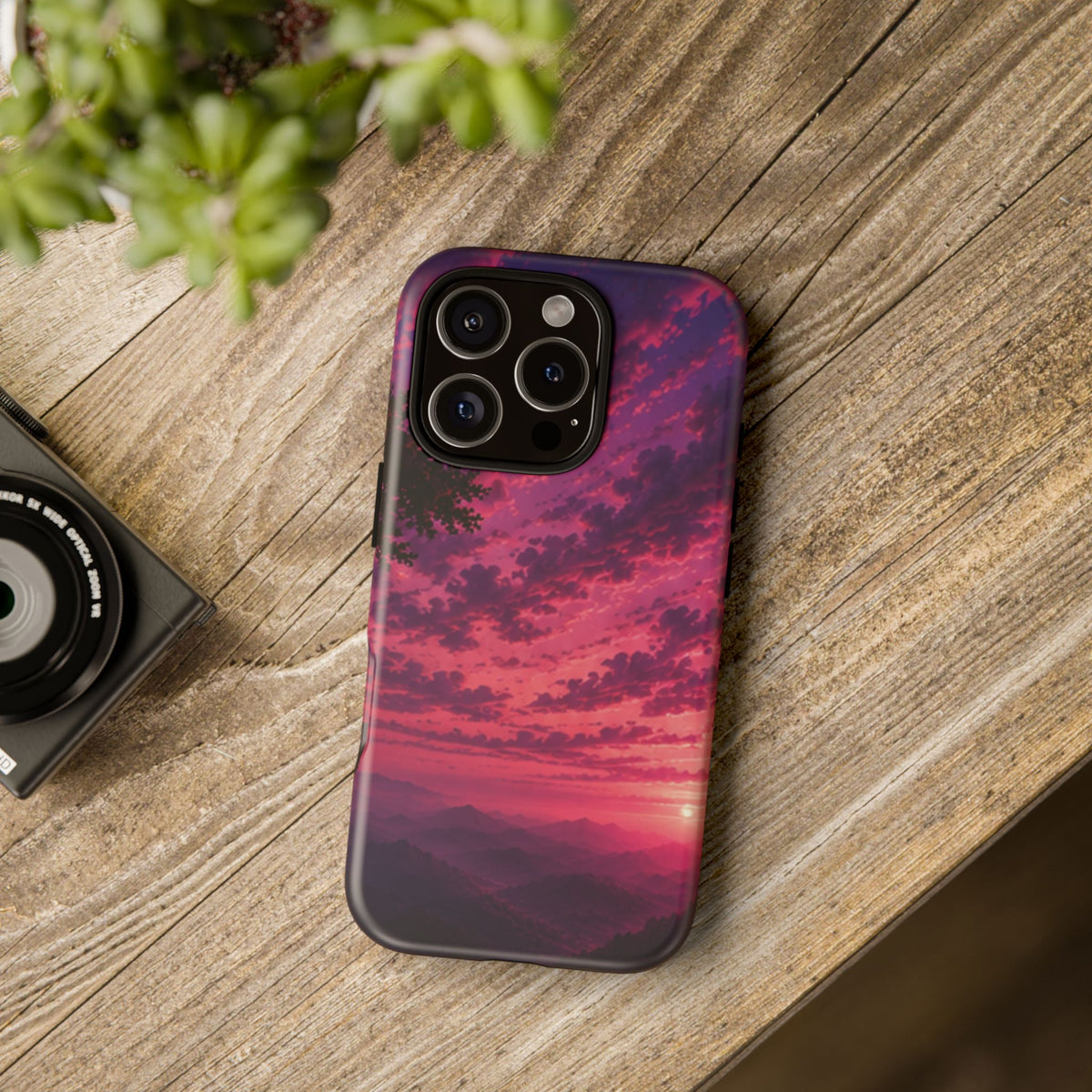 Sunset Mountain Phone Case — Purple Pink Scenic Tough Case