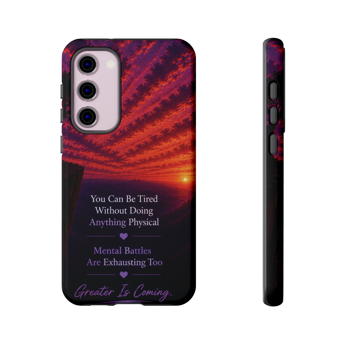 Phone Case — "Greater Is Coming" Inspirational Sunset Design
