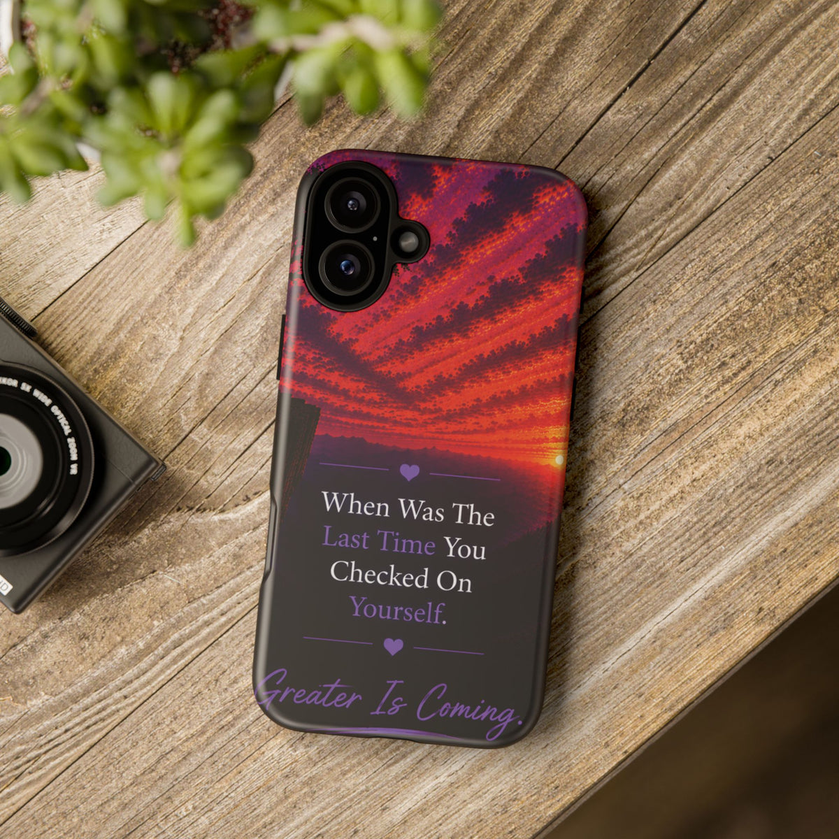 Inspirational Phone Case - "When Was The Last Time You Checked On Yourself?" Sunset Self-Care Quote