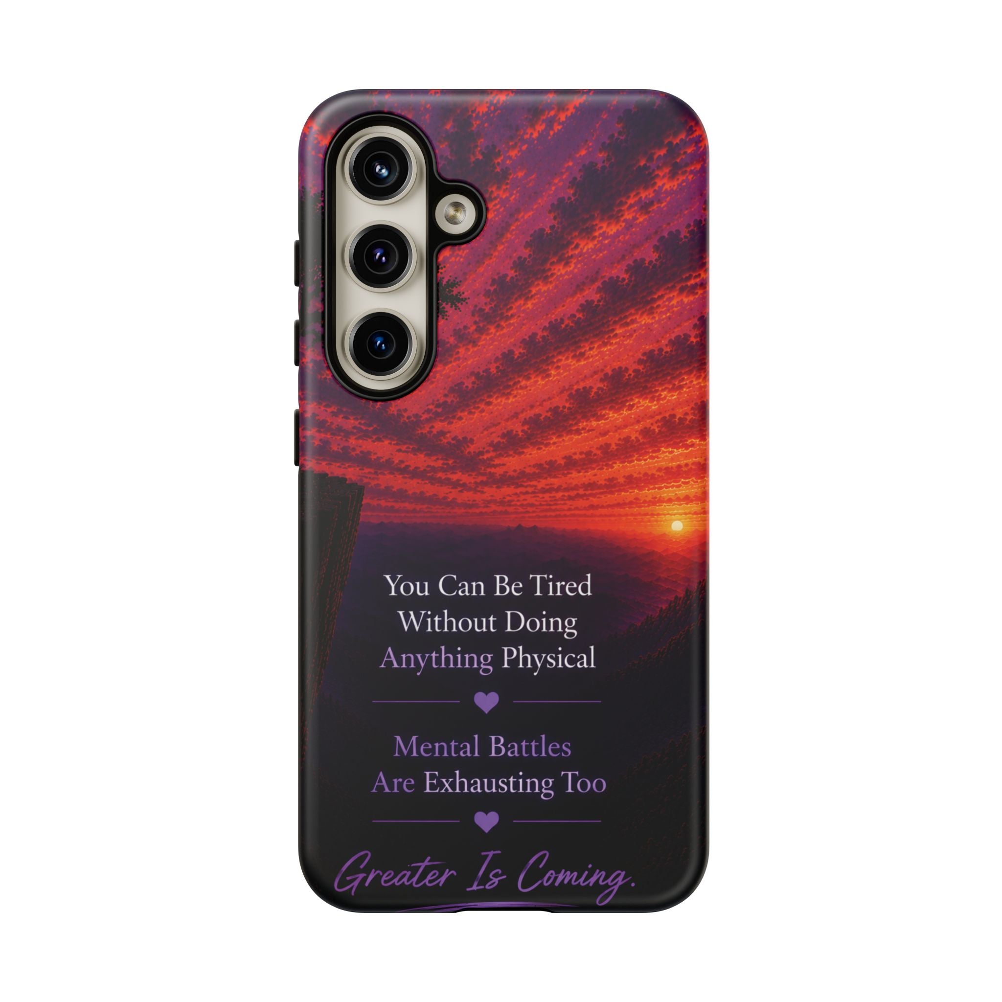 Phone Case — "Greater Is Coming" Inspirational Sunset Design