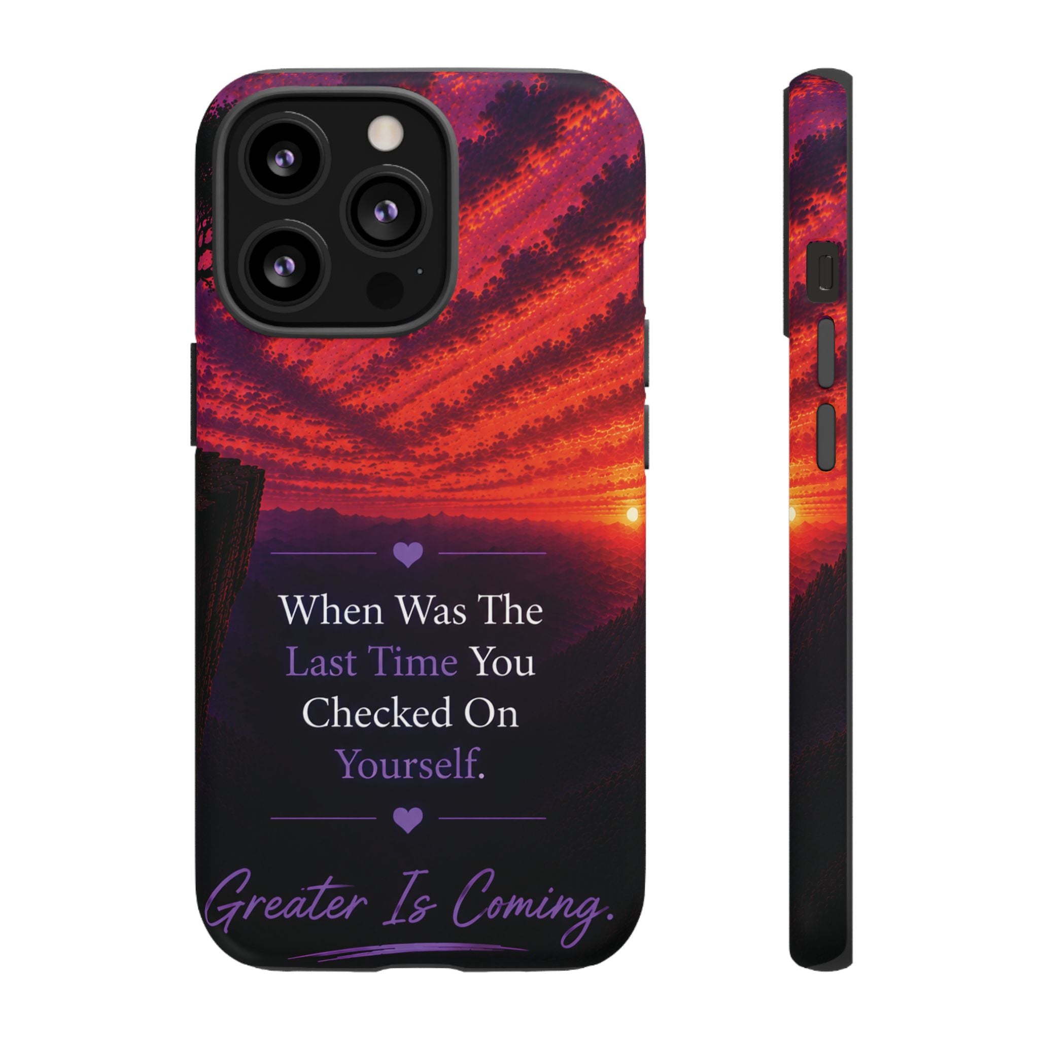 Inspirational Phone Case - "When Was The Last Time You Checked On Yourself?" Sunset Self-Care Quote
