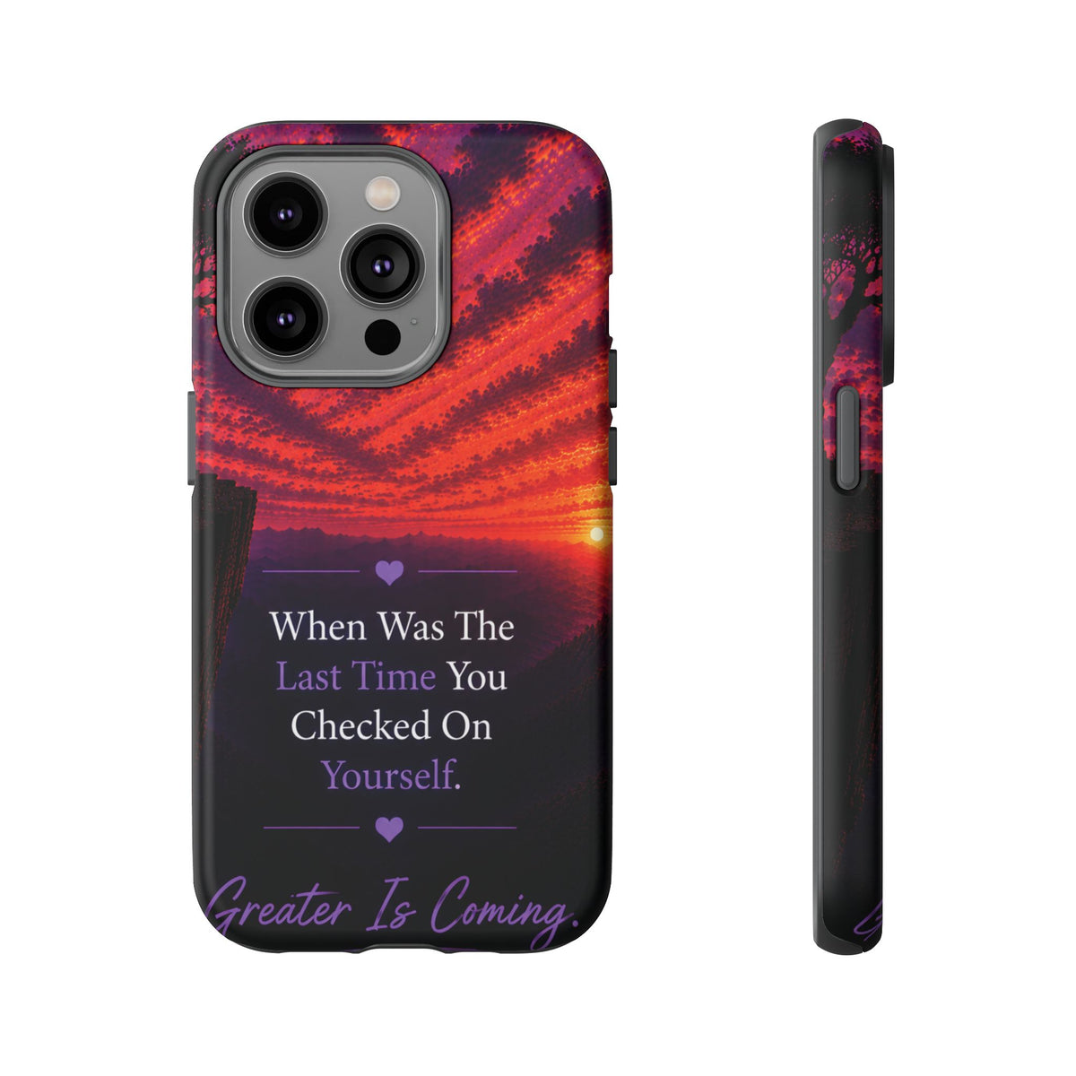 Inspirational Phone Case - "When Was The Last Time You Checked On Yourself?" Sunset Self-Care Quote