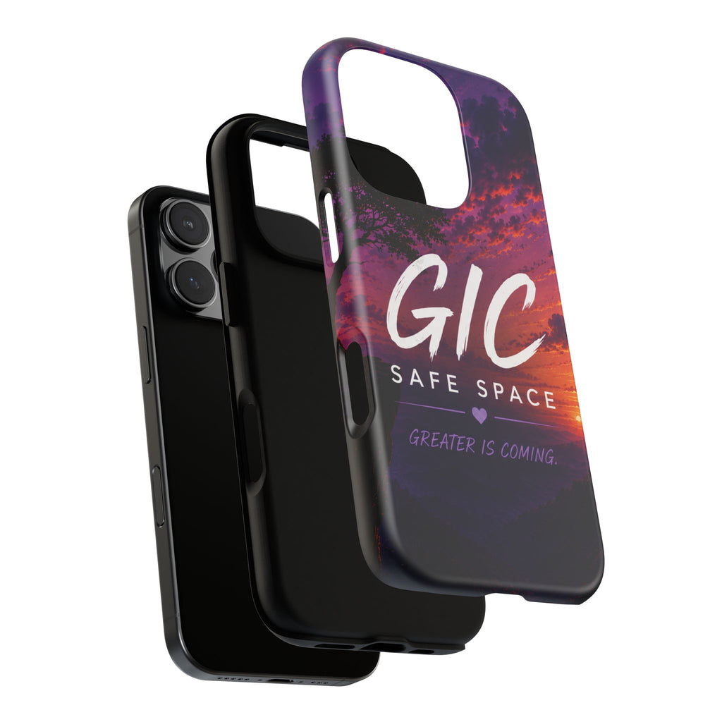 GIC Safe Space Tough Phone Case — "Greater Is Coming" Sunset Design