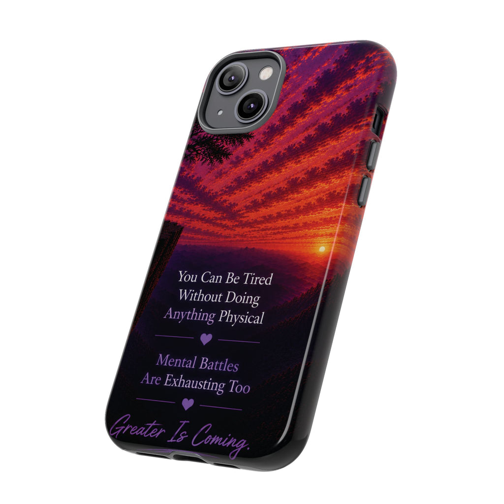 Phone Case — "Greater Is Coming" Inspirational Sunset Design