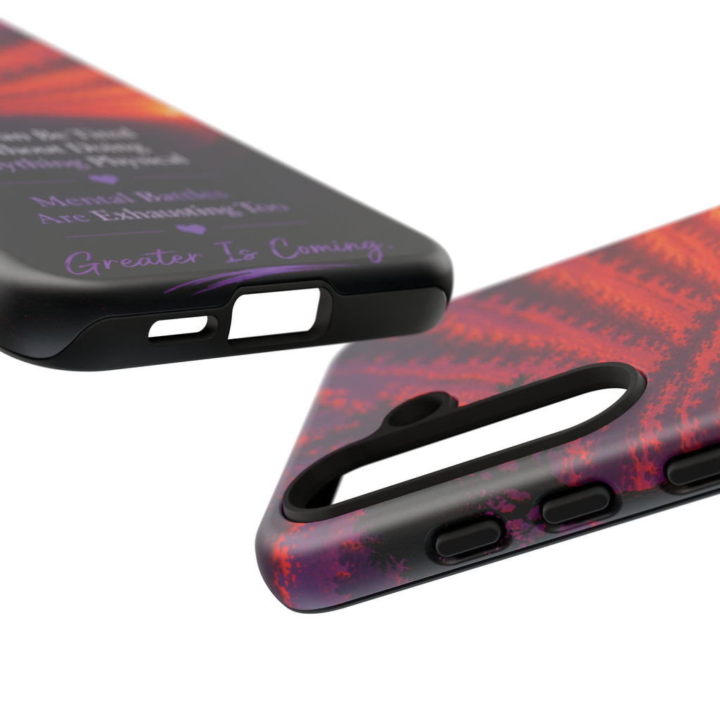 Phone Case — "Greater Is Coming" Inspirational Sunset Design