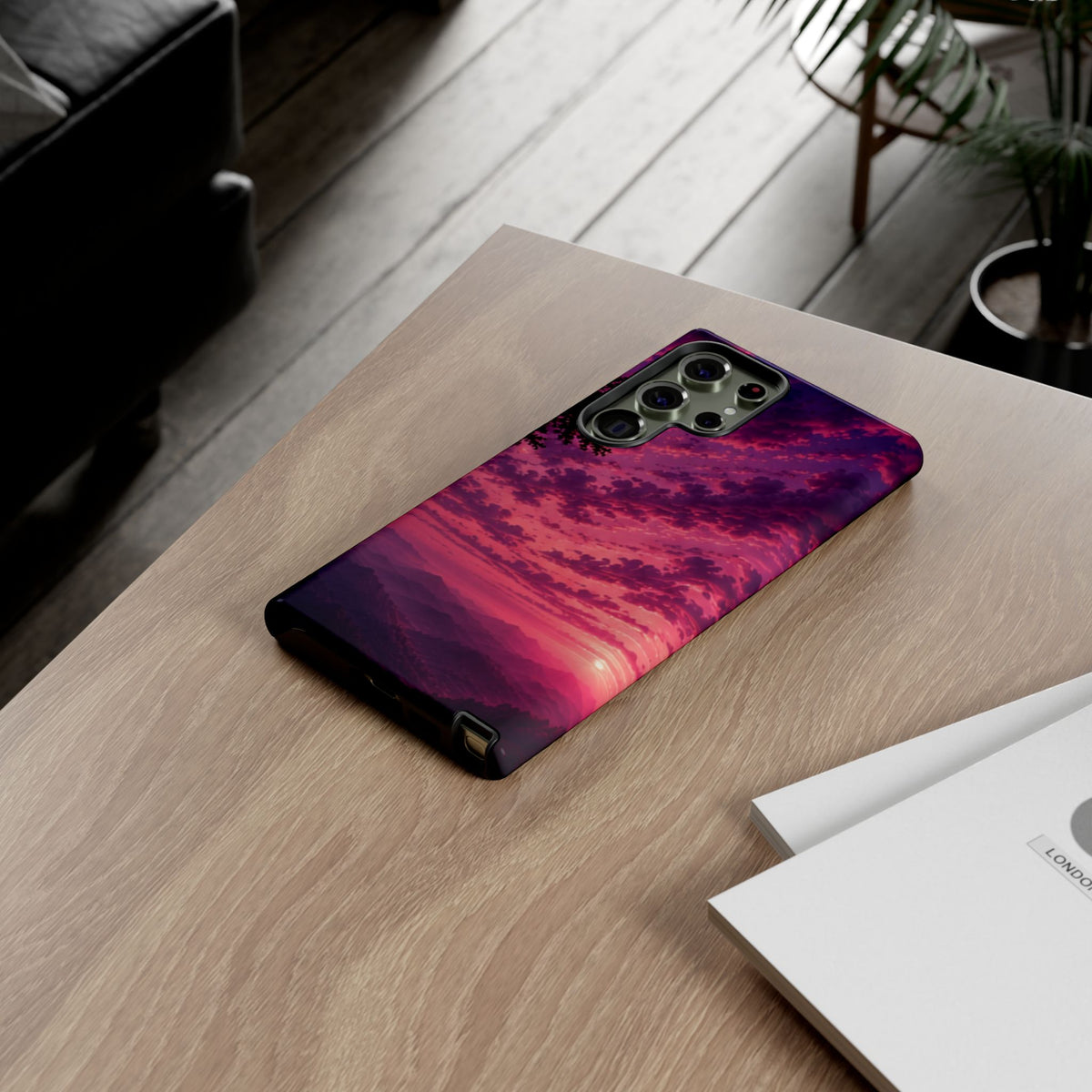 Sunset Mountain Phone Case — Purple Pink Scenic Tough Case