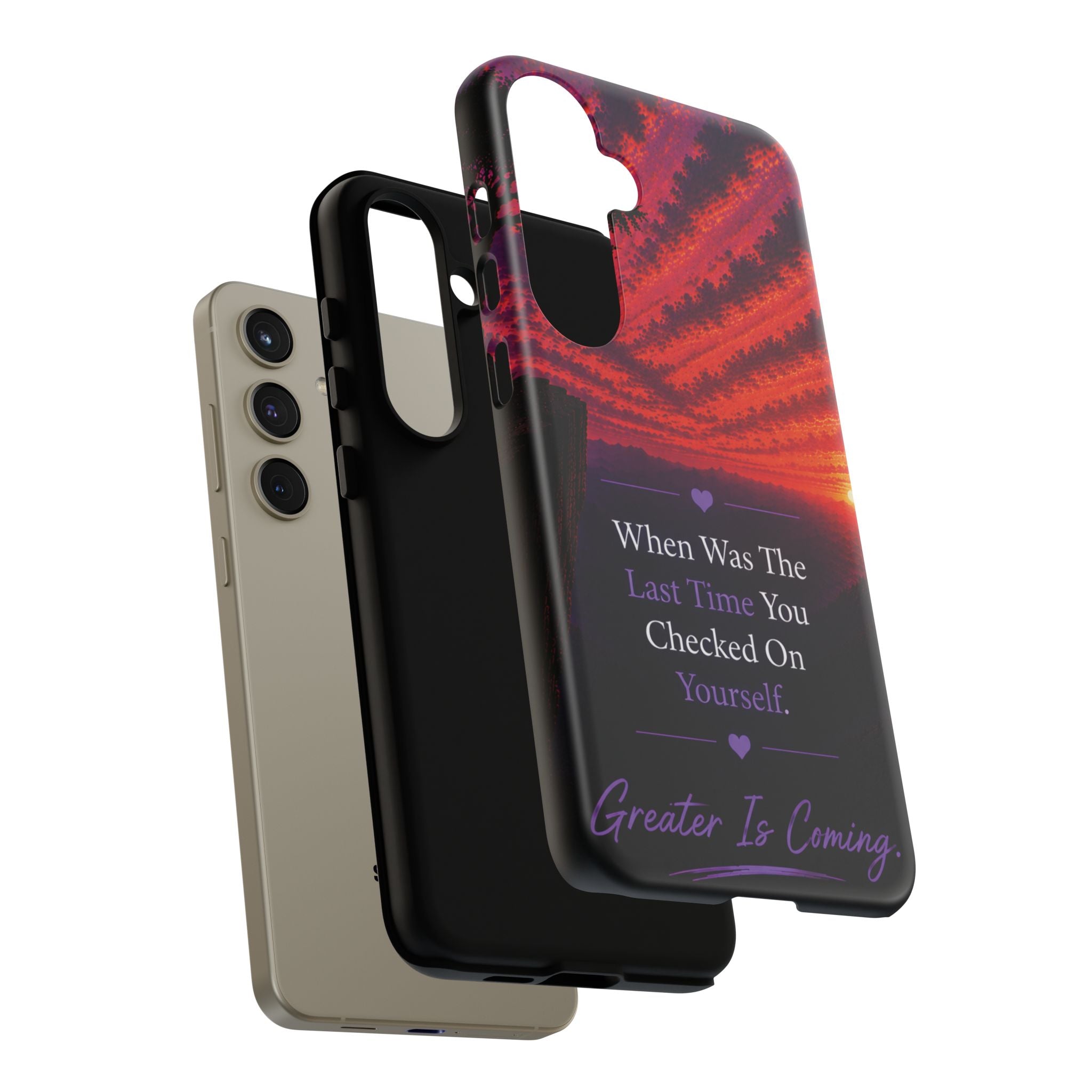 Inspirational Phone Case - "When Was The Last Time You Checked On Yourself?" Sunset Self-Care Quote