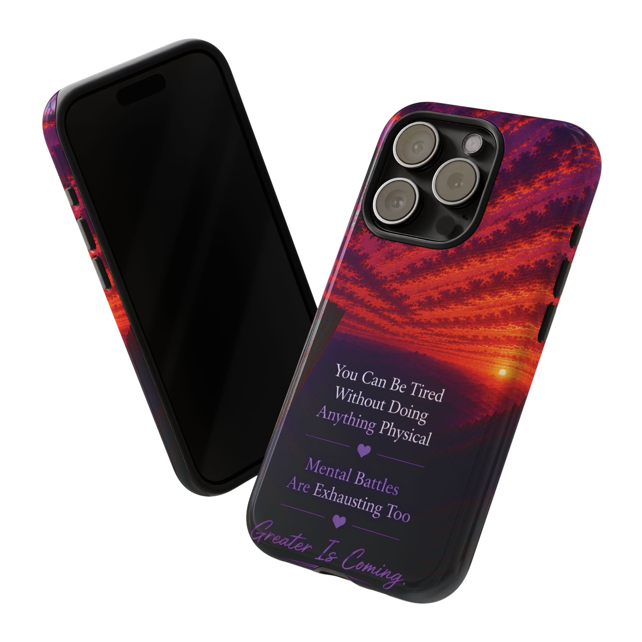 Phone Case — "Greater Is Coming" Inspirational Sunset Design